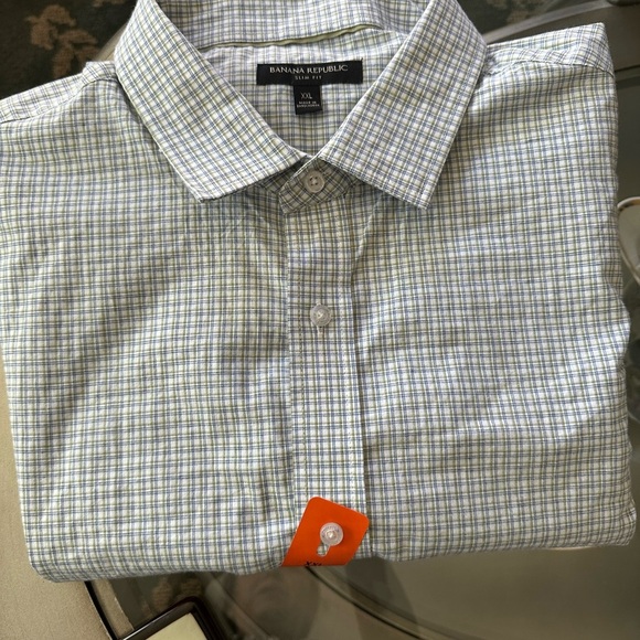 New Banana Republic Men's Blue Checkered Shirt size XXL - Picture 7 of 7